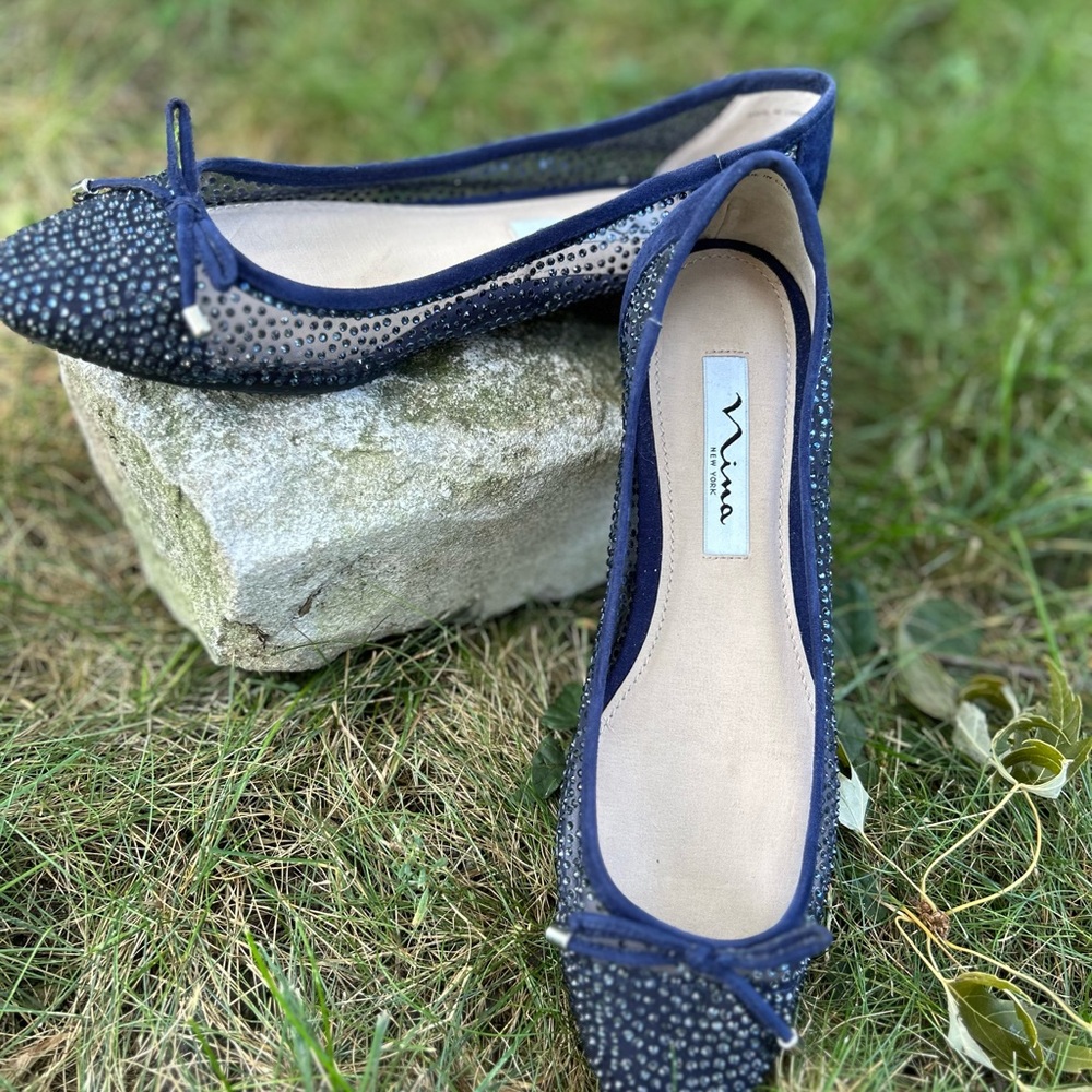 Nina Wynn Navy Studded Flats